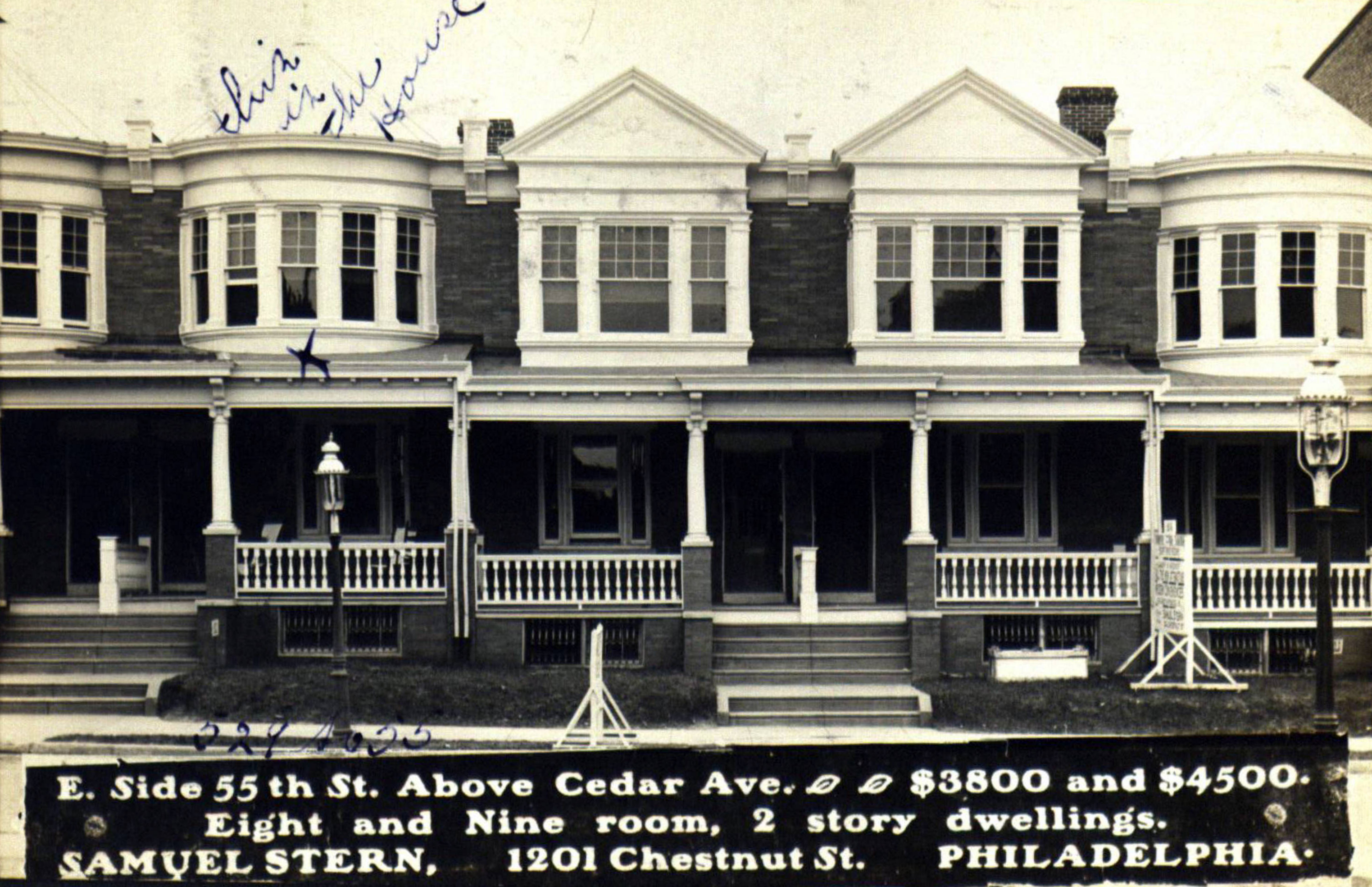 A postcard advertising rowhouses for sale in 1914, just two years before Philadelphia experienced a severe housing crisis.