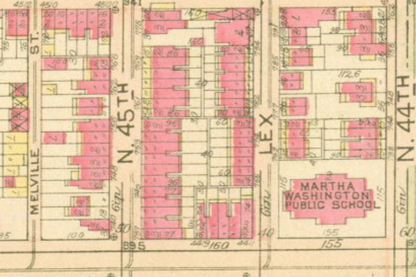 1927 Bromley map of Martha Washington Public School